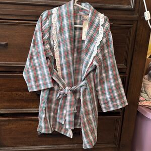 Beaufort Bonnet Company Plaid Robe with Lace Trim